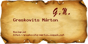 Greskovits Márton névjegykártya