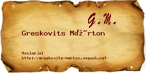 Greskovits Márton névjegykártya
