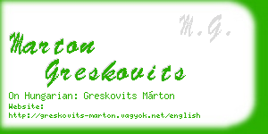 marton greskovits business card